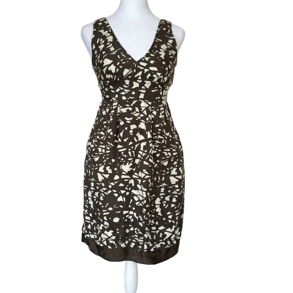 Banana Republic 100% Silk Abstract Sleeveless Dress Pockets Sz 00P Mod Career